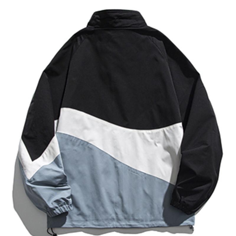 Contrast Stitching Stand-up Collar Jacket