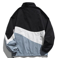 Contrast Stitching Stand-up Collar Jacket
