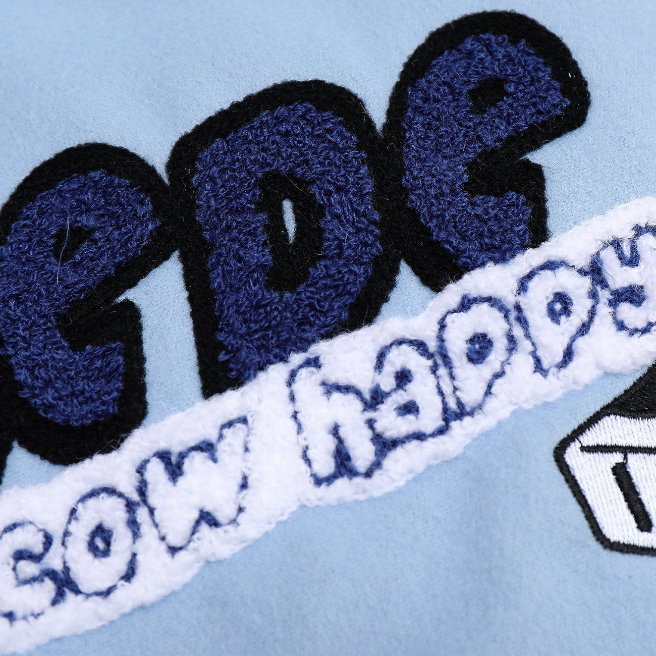 Cow Label Lettering Embroidery Winter Coat