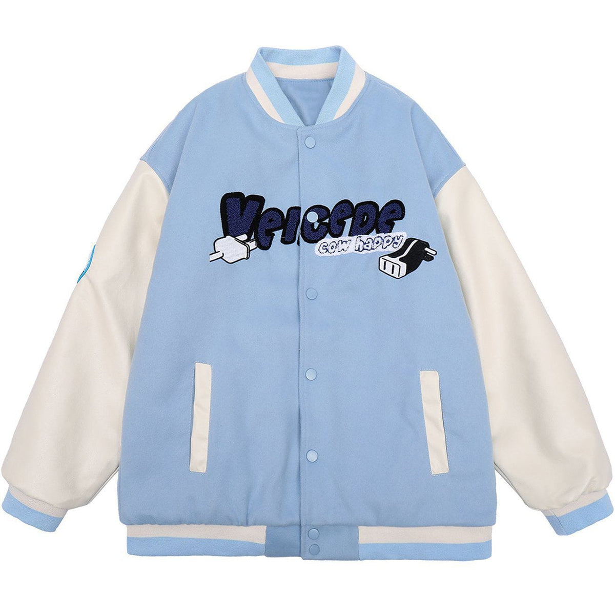 Cow Label Lettering Embroidery Winter Coat