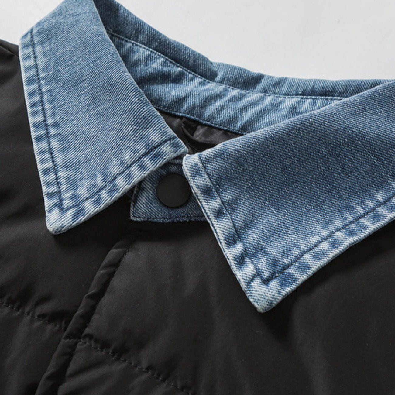 Denim Collar Puffer Jacket