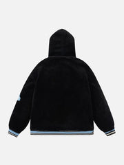 Devil Horn Denim Panel Sherpa Coat