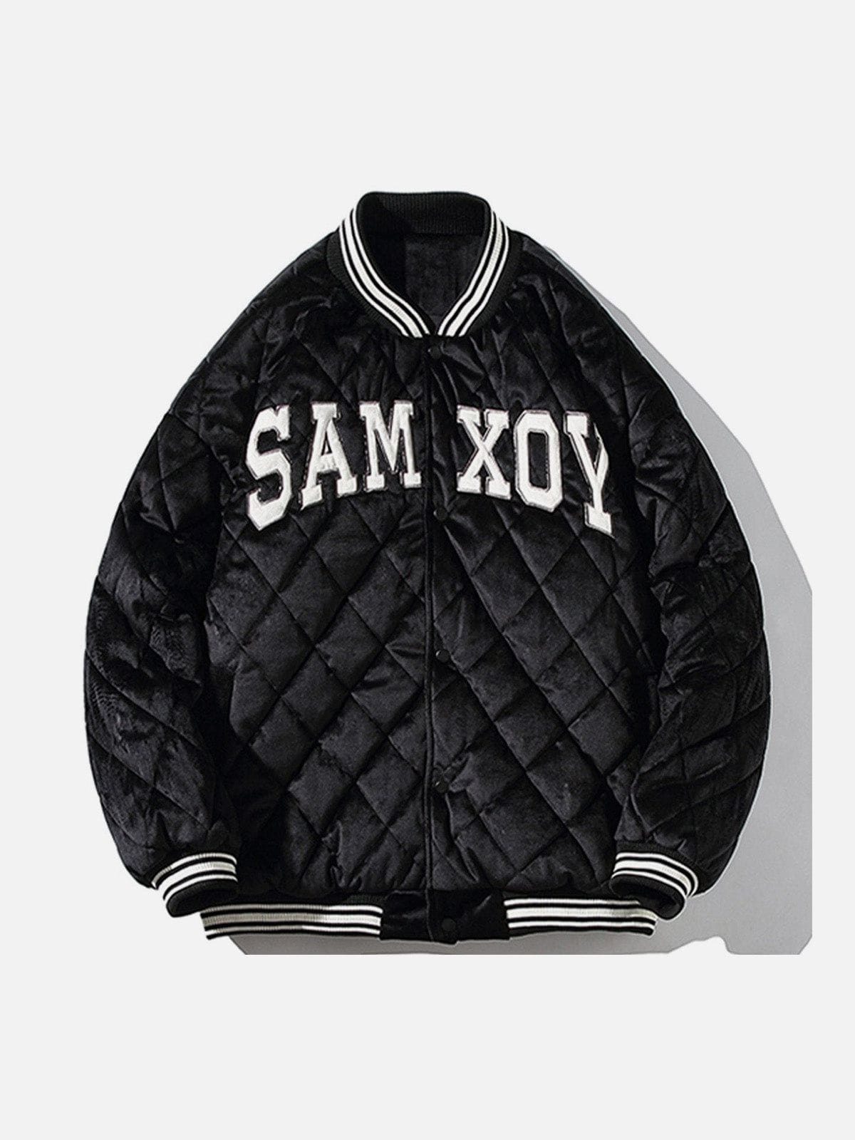 Diamond Check Letter Print Winter Coat