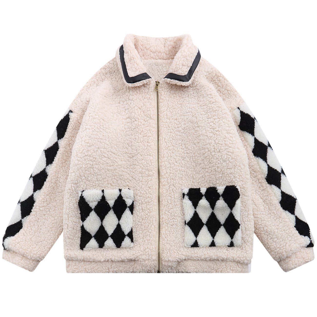 Diamond Grid Sherpa Winter Coat