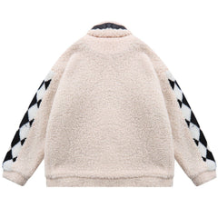 Diamond Grid Sherpa Winter Coat