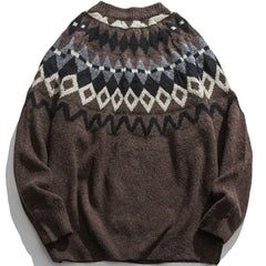 Diamond Pattern Stitching Knit Sweater