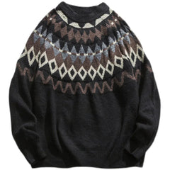 Diamond Pattern Stitching Knit Sweater