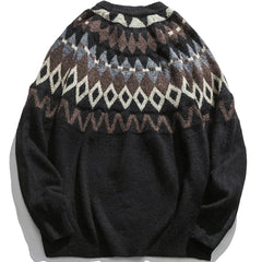 Diamond Pattern Stitching Knit Sweater