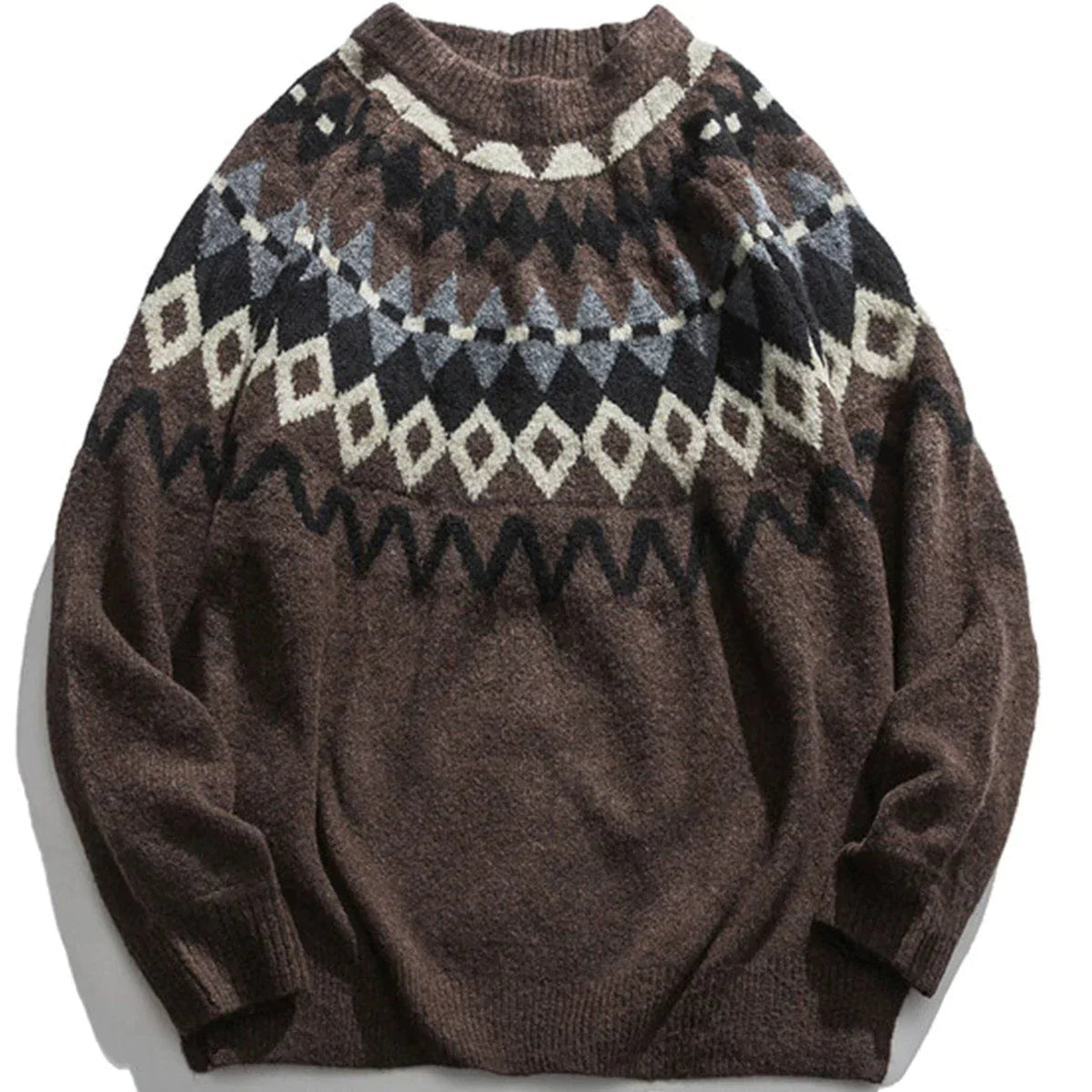 Diamond Pattern Stitching Knit Sweater