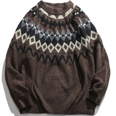 Diamond Pattern Stitching Knit Sweater