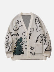 Dinosaur Cartoon Pattern Knit Cardigan