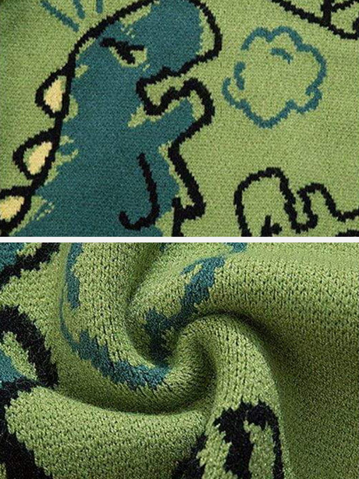 Dinosaur Cartoon Pattern Knit Cardigan