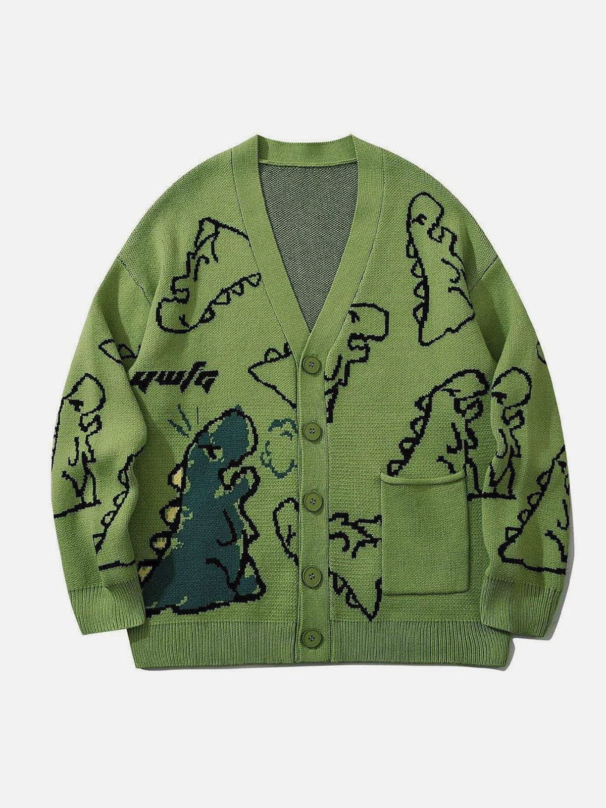 Dinosaur Cartoon Pattern Knit Cardigan