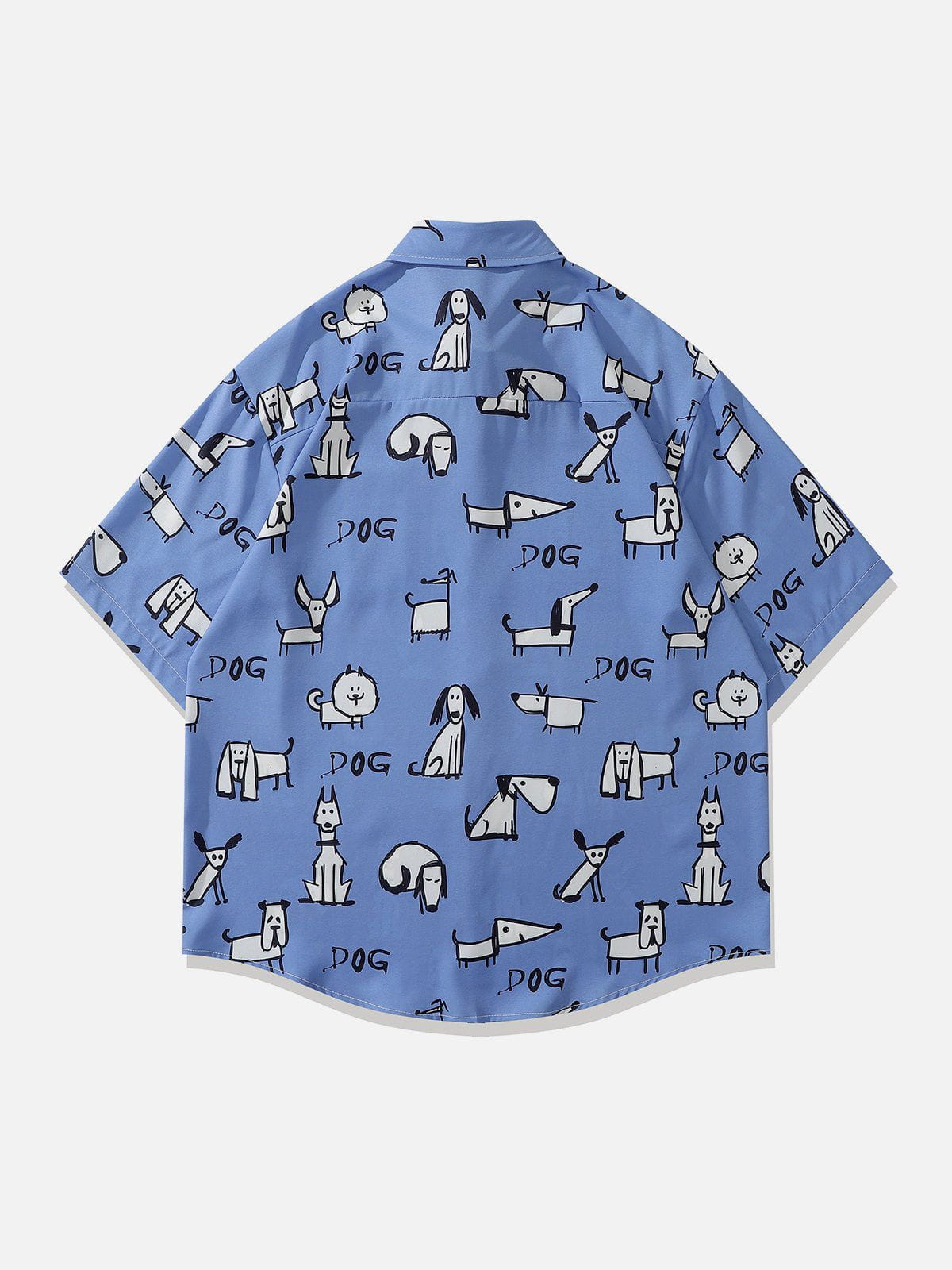 Doodle Puppy Print Short Sleeve Shirts