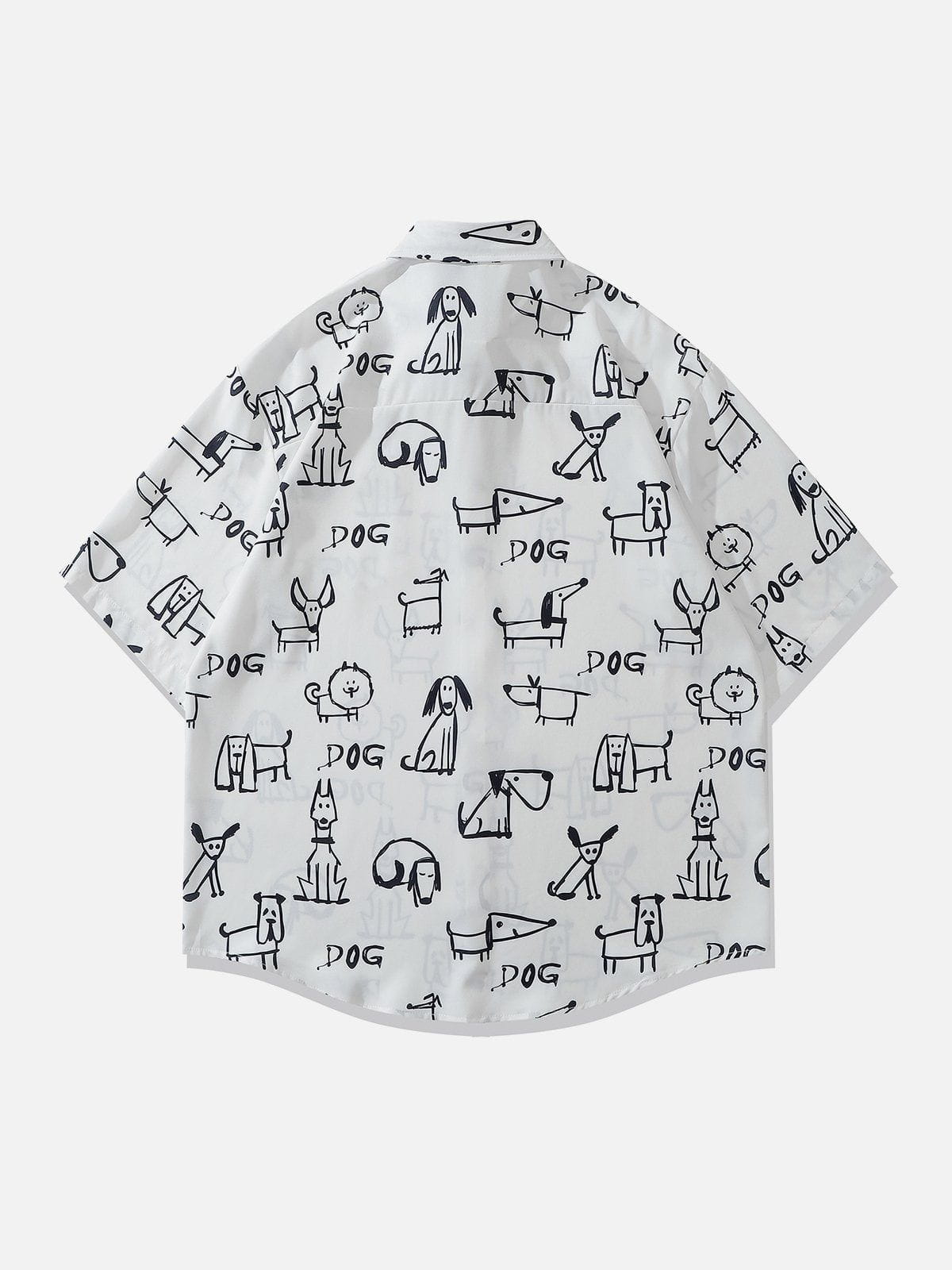 Doodle Puppy Print Short Sleeve Shirts