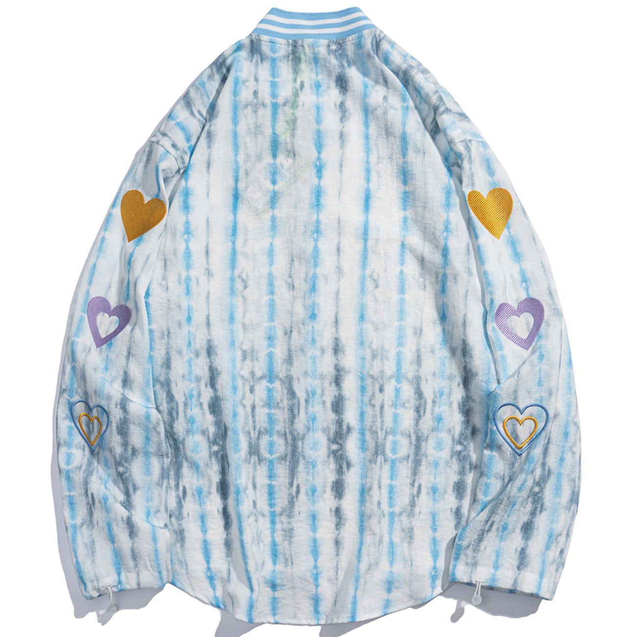 Embroidered Heart Distressed Long-sleeved Shirt