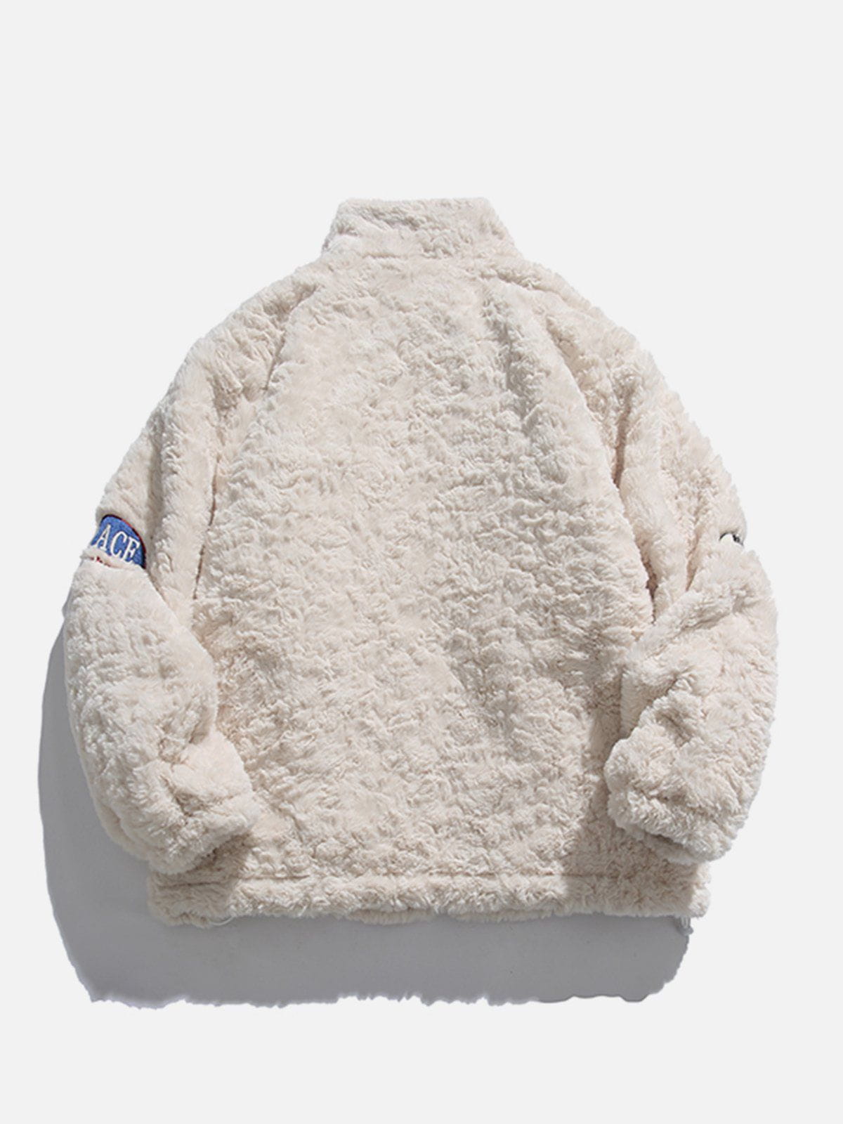 Embroidered Lettering Sherpa Coat