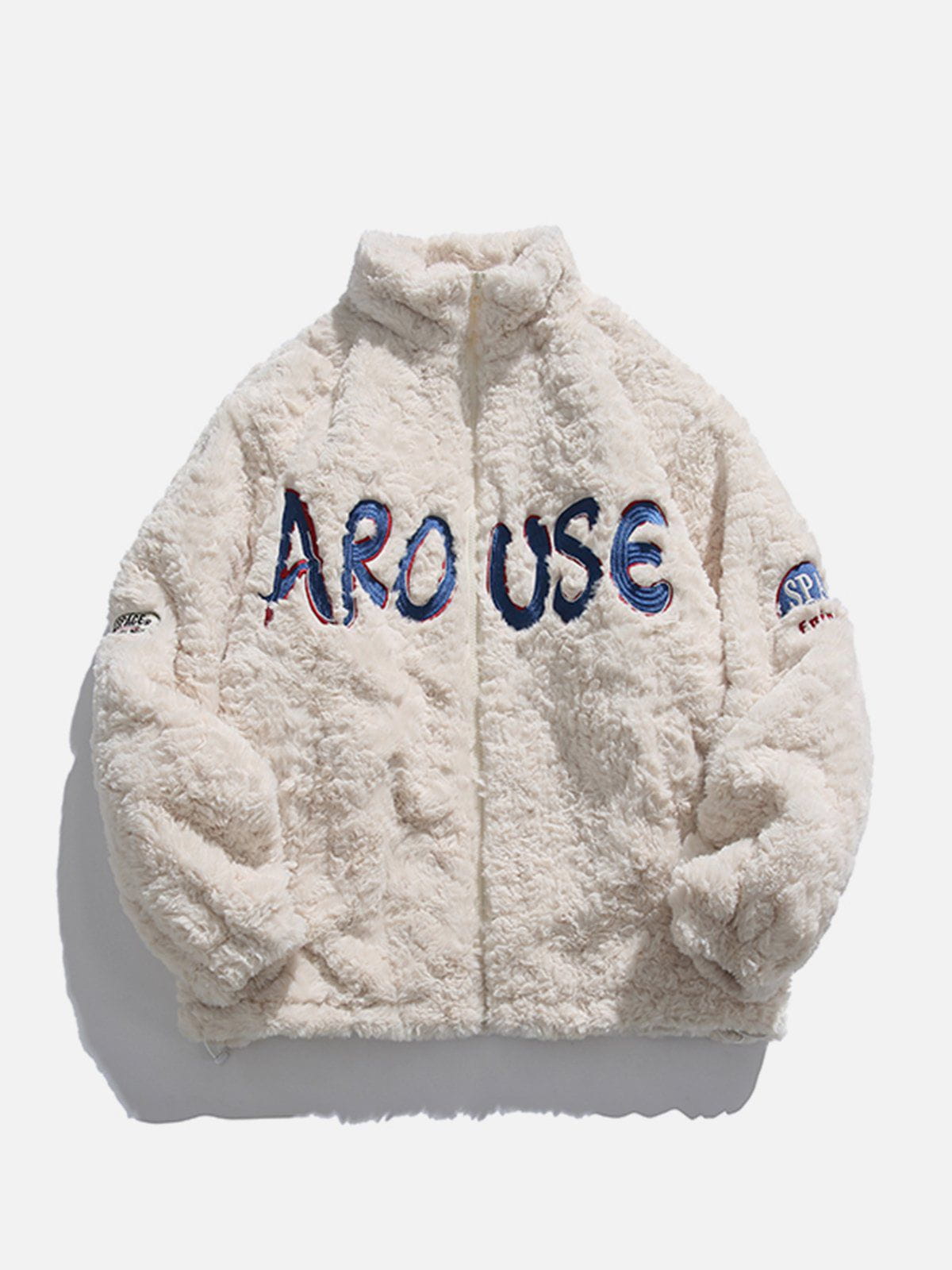 Embroidered Lettering Sherpa Coat