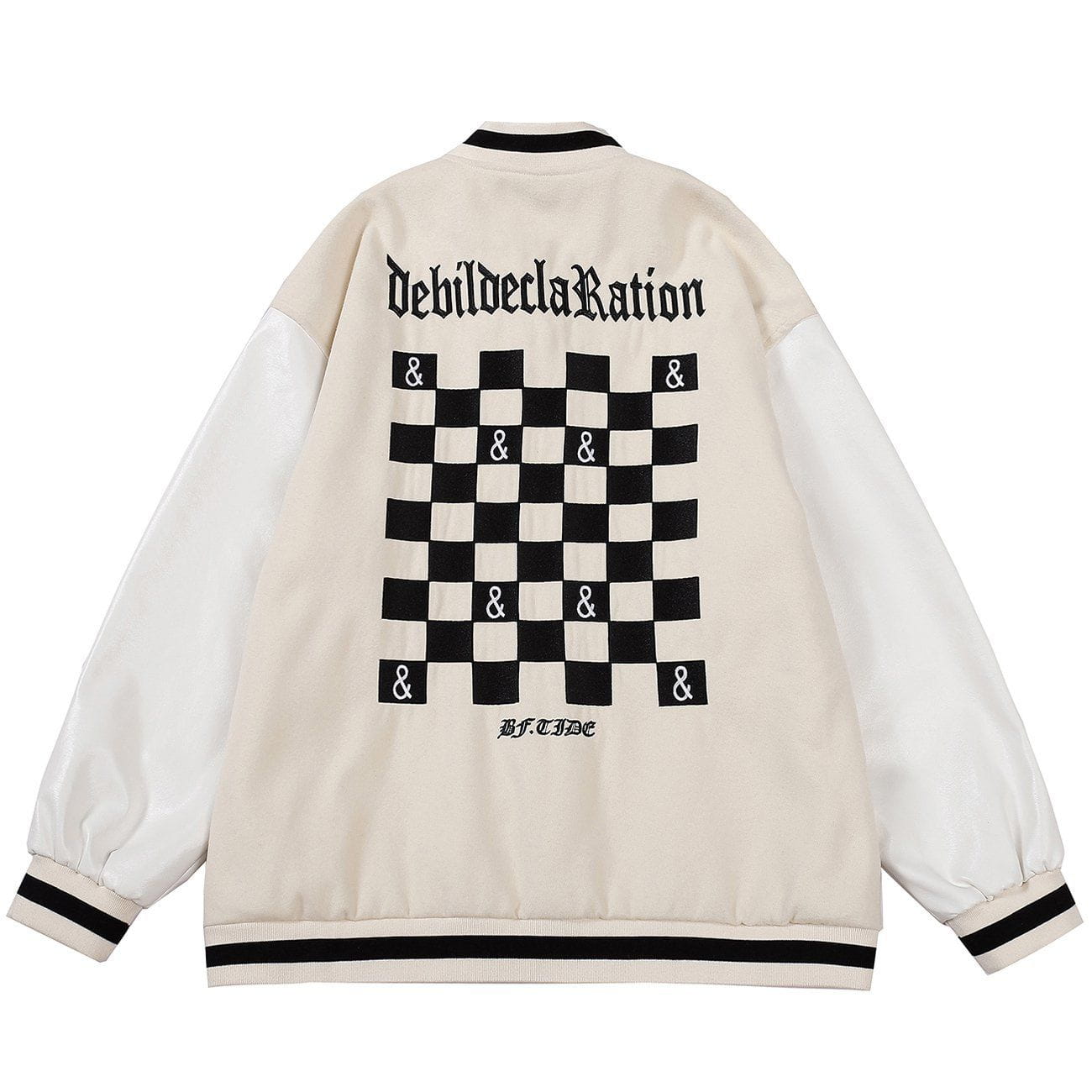 Embroidered Letters Checkerboard Winter Coat