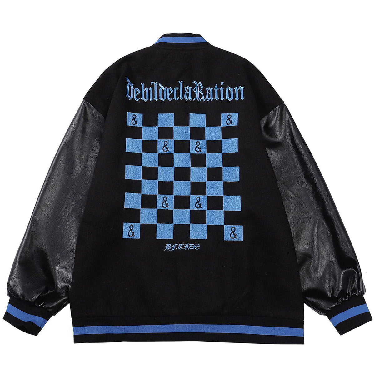 Embroidered Letters Checkerboard Winter Coat