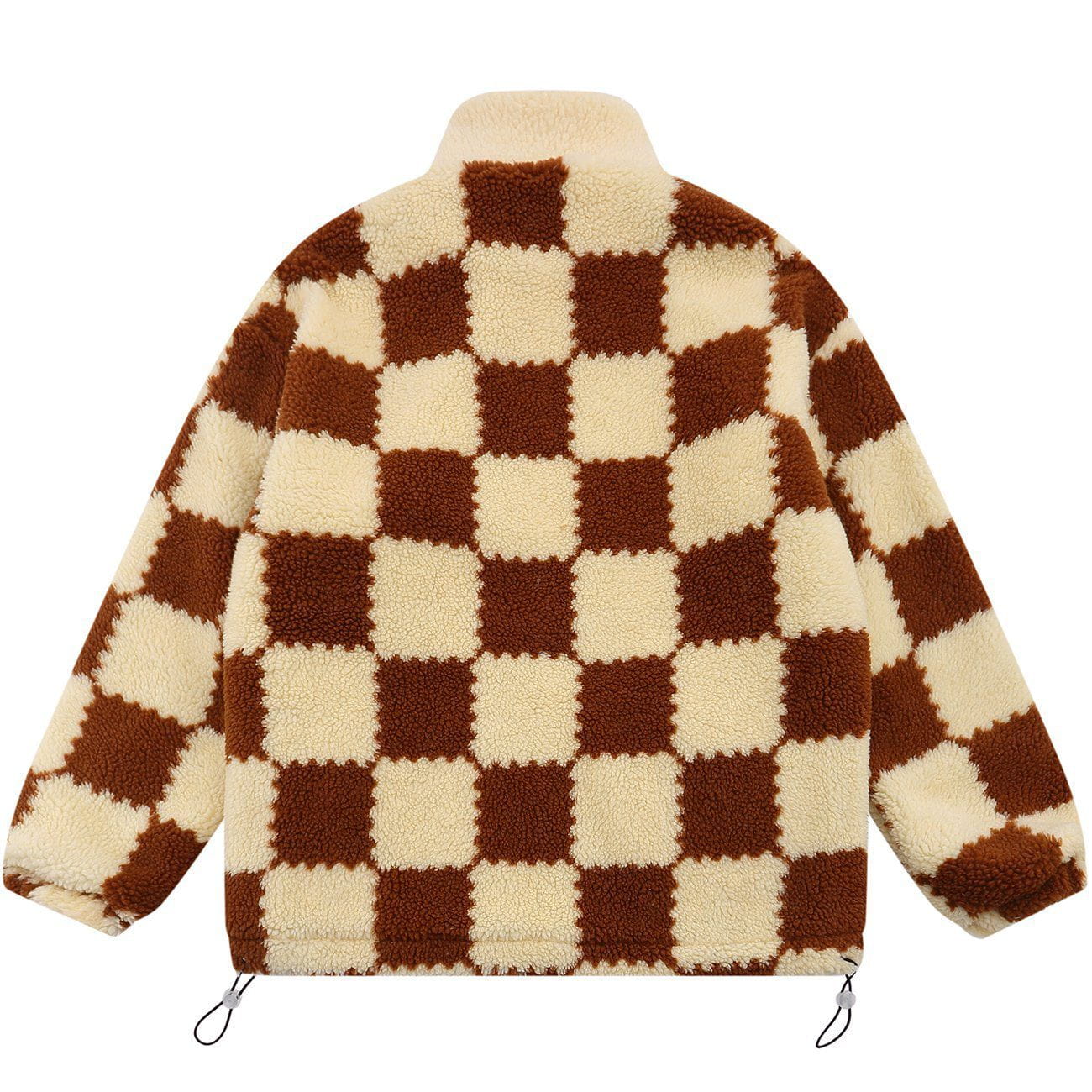 Embroidered Letters Lattice Sherpa Winter Coat