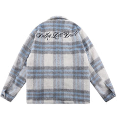 Embroidered Letters Lattice Winter Coat