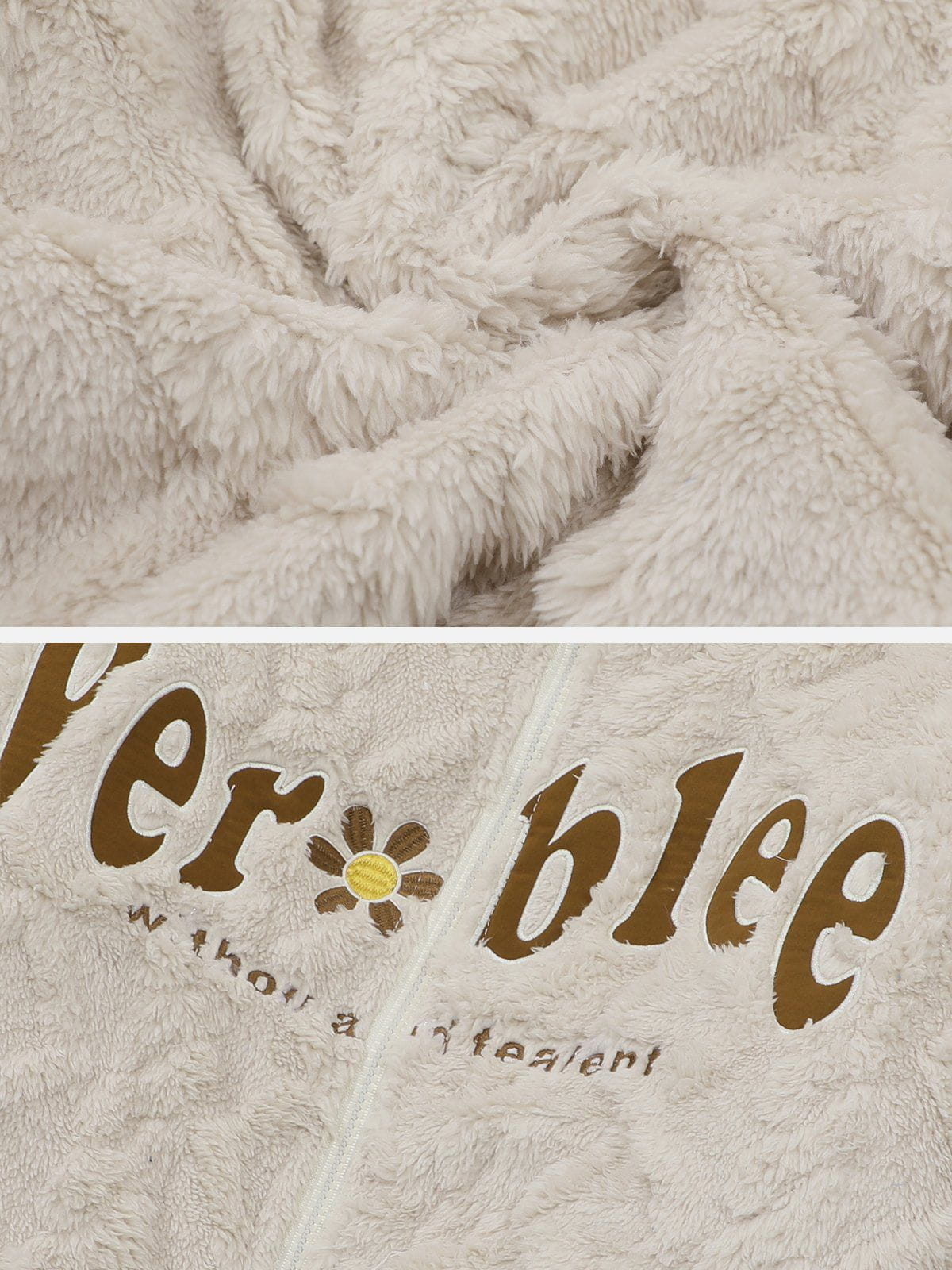 Embroidered Letters Sherpa Coat