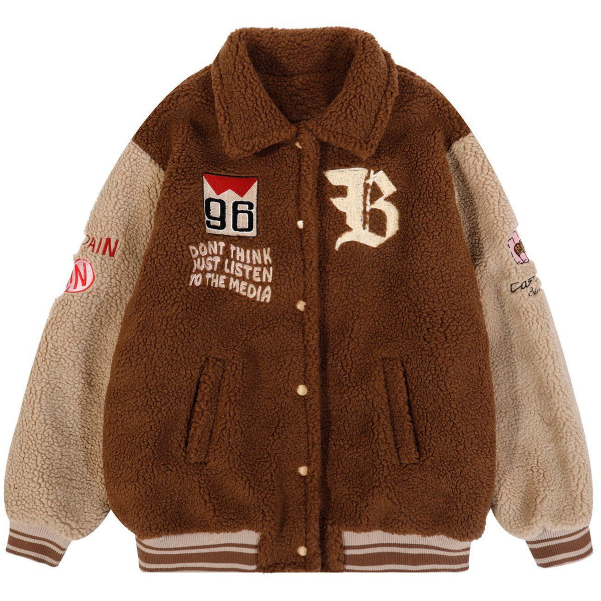 Manteau d'hiver Sherpa à lettres brodées