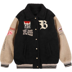 Manteau d'hiver Sherpa à lettres brodées