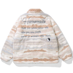 Embroidered Letters Sherpa Winter Coat