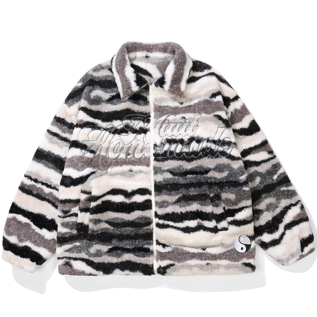 Embroidered Letters Sherpa Winter Coat