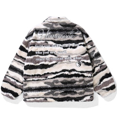 Embroidered Letters Sherpa Winter Coat