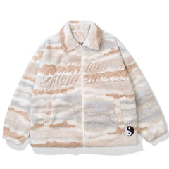 Embroidered Letters Sherpa Winter Coat