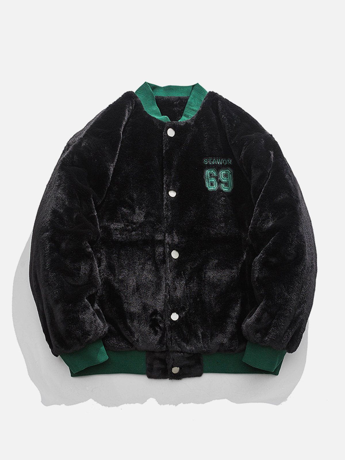 Embroidered Numbers Sherpa Coat