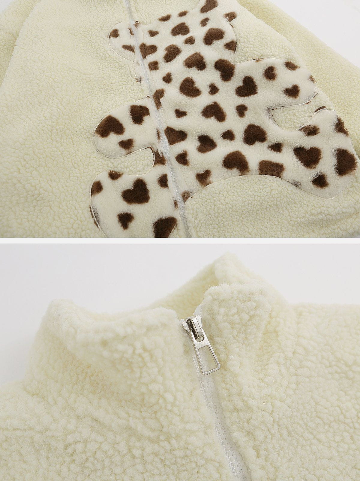 Embroidered Plush Bear Sherpa Coat