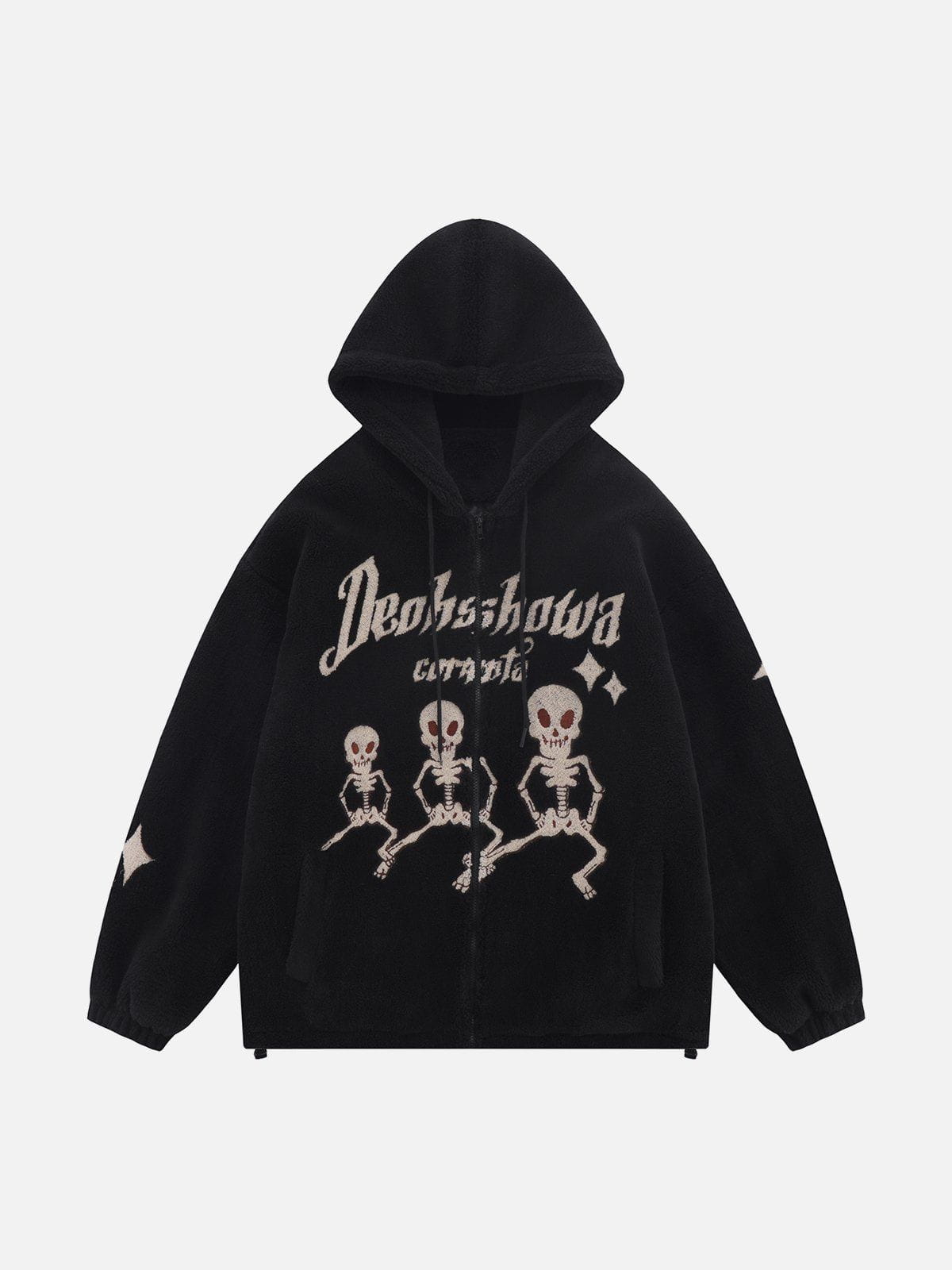 Embroidered Skull Sherpa Coat