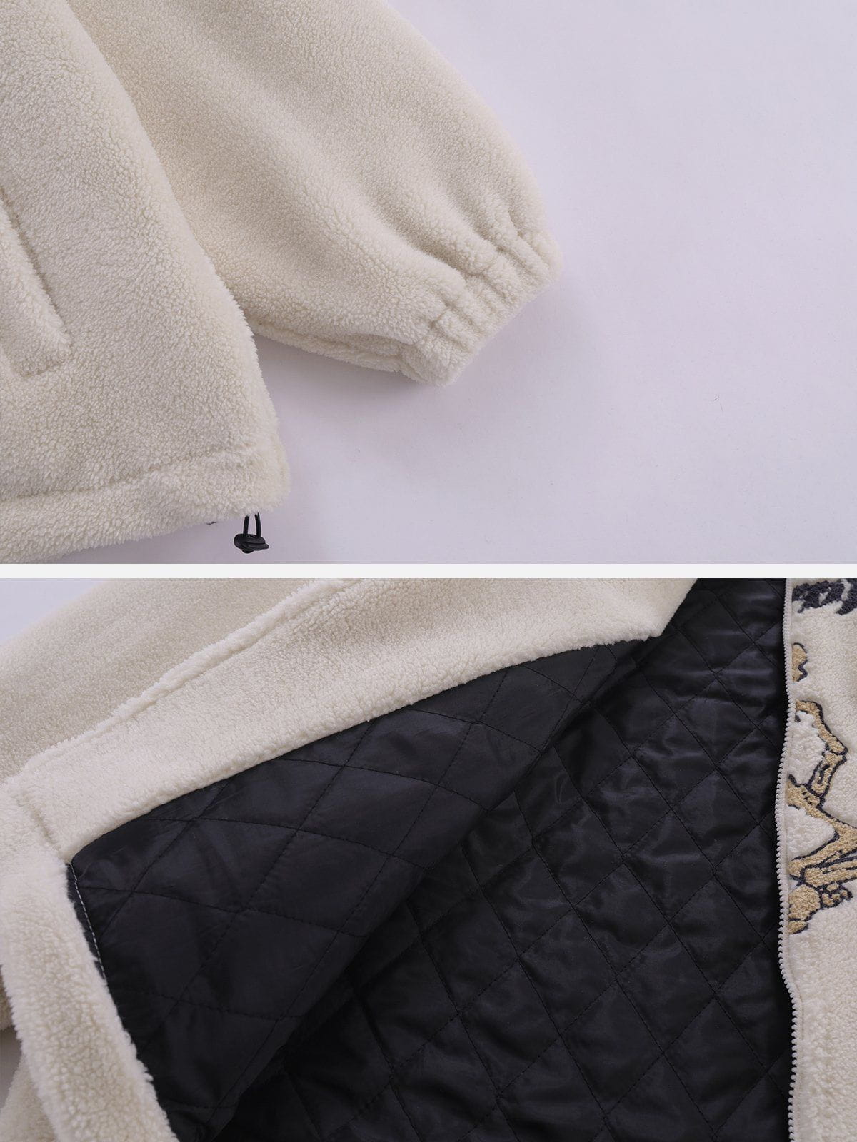 Embroidered Skull Sherpa Coat