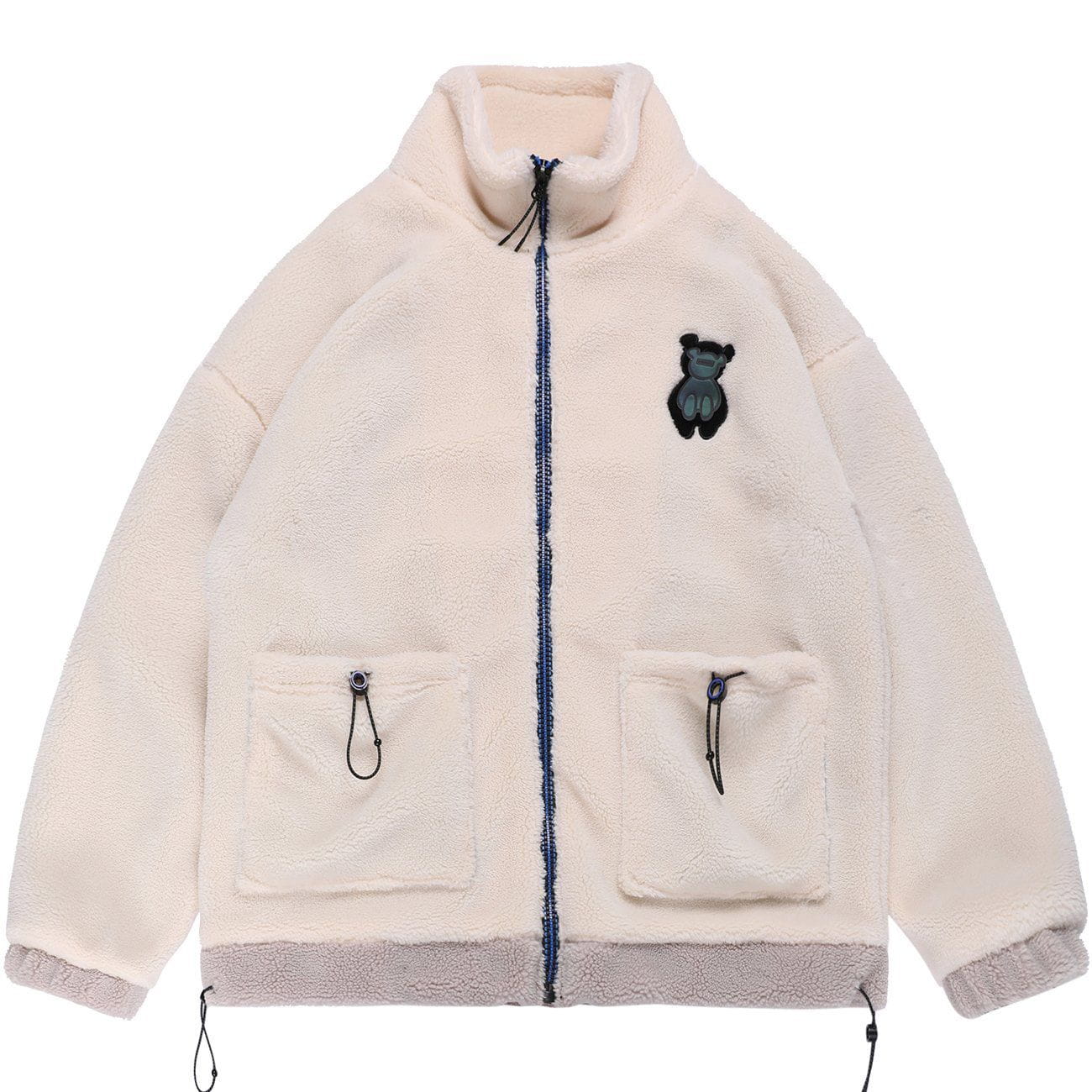 Manteau d'hiver en sherpa avec lettres brodées