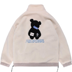 Manteau d'hiver en sherpa avec lettres brodées