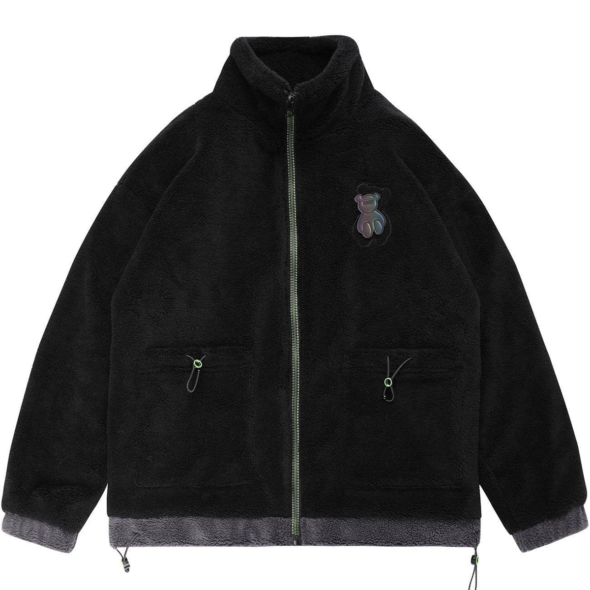 Manteau d'hiver en sherpa avec lettres brodées