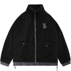 Manteau d'hiver en sherpa avec lettres brodées