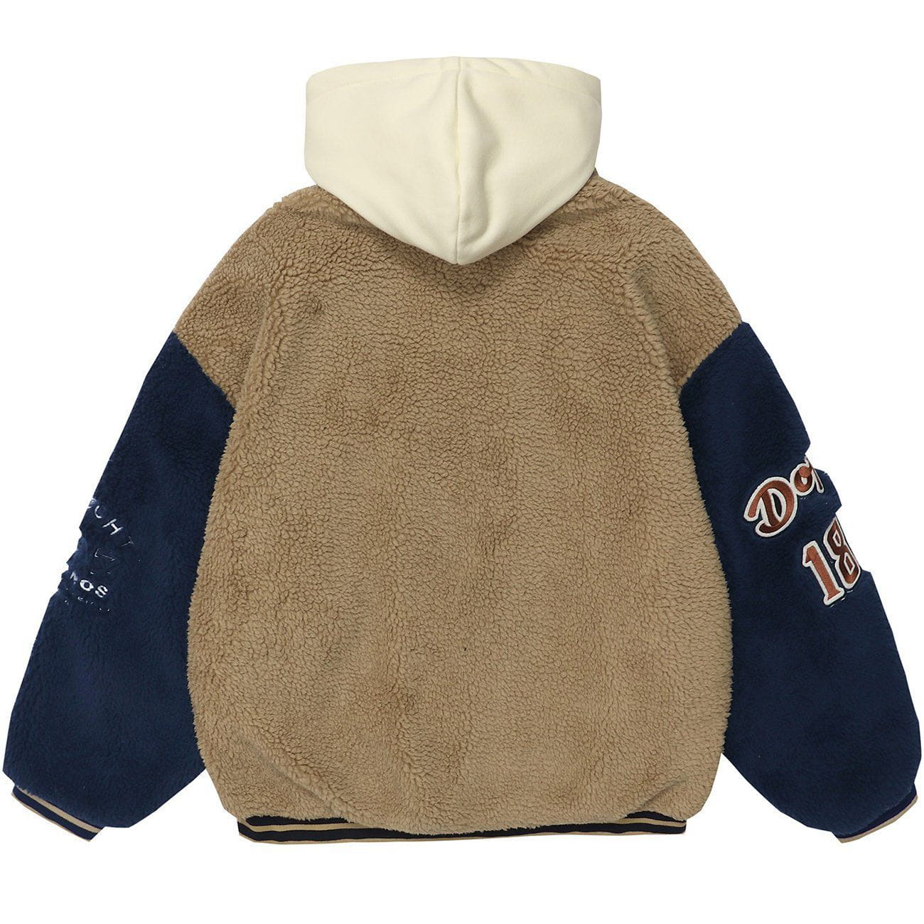 Embroidery Stitching Hood Sherpa Winter Coat