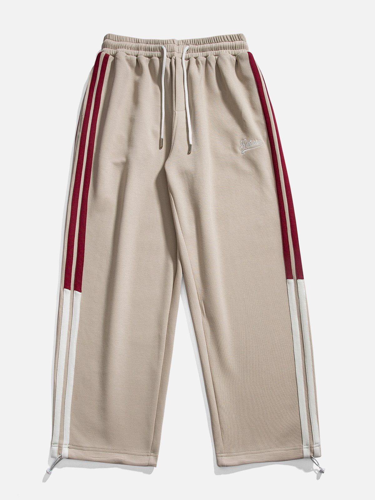 Embroidery Stripe Patchwork Sweatpants