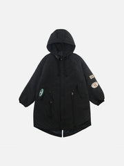 F Badge Embroidered Extended Winter Coat