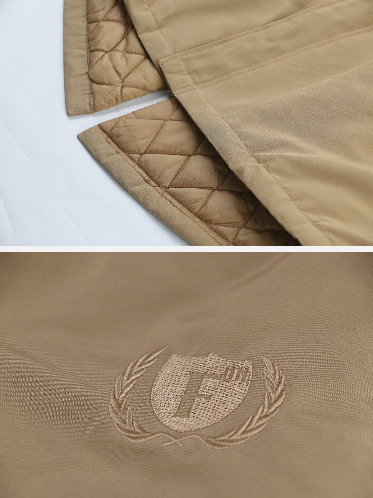 F Badge Embroidered Extended Winter Coat