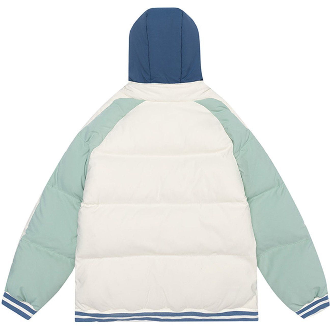 Flocking Letters Patchwork Hooded Winter Coat