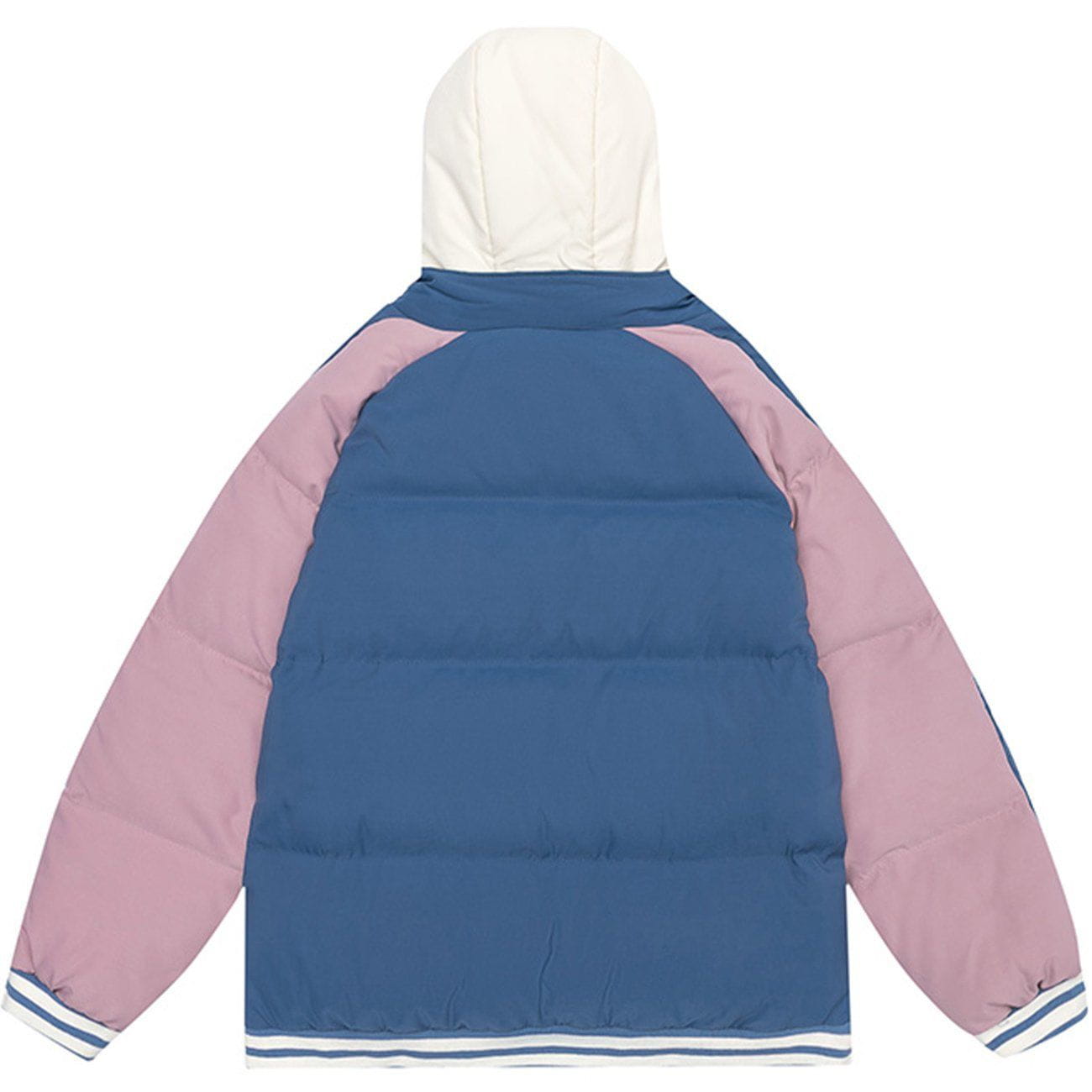 Flocking Letters Patchwork Hooded Winter Coat