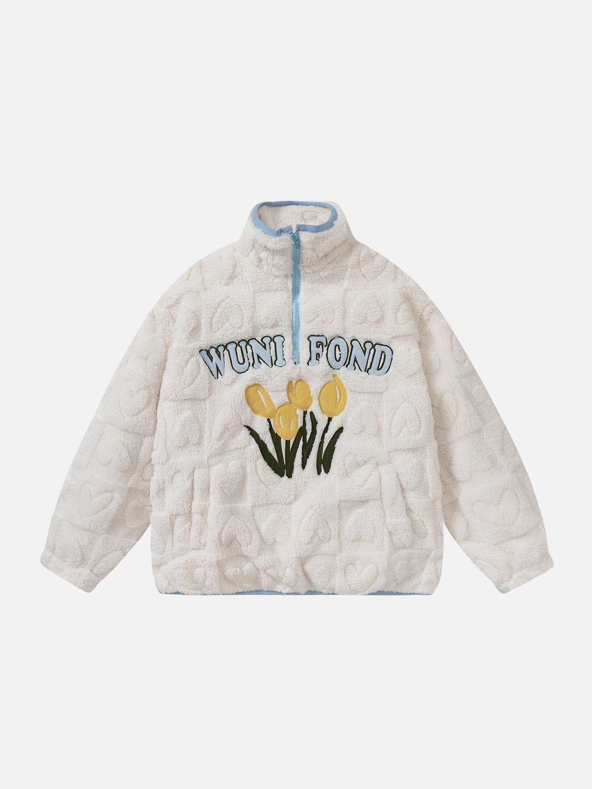 Manteau Sherpa brodé de fleurs
