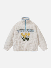 Manteau Sherpa brodé de fleurs