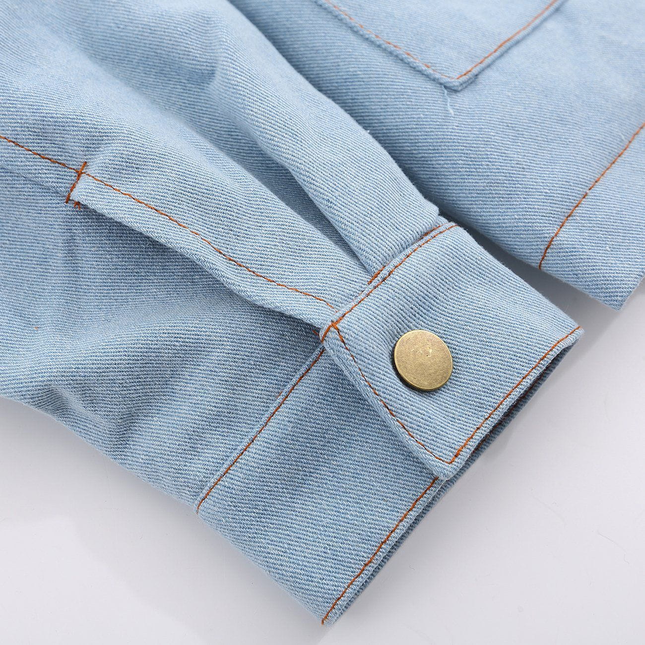 Floral Stitching Polo Collar Denim Winter Coat